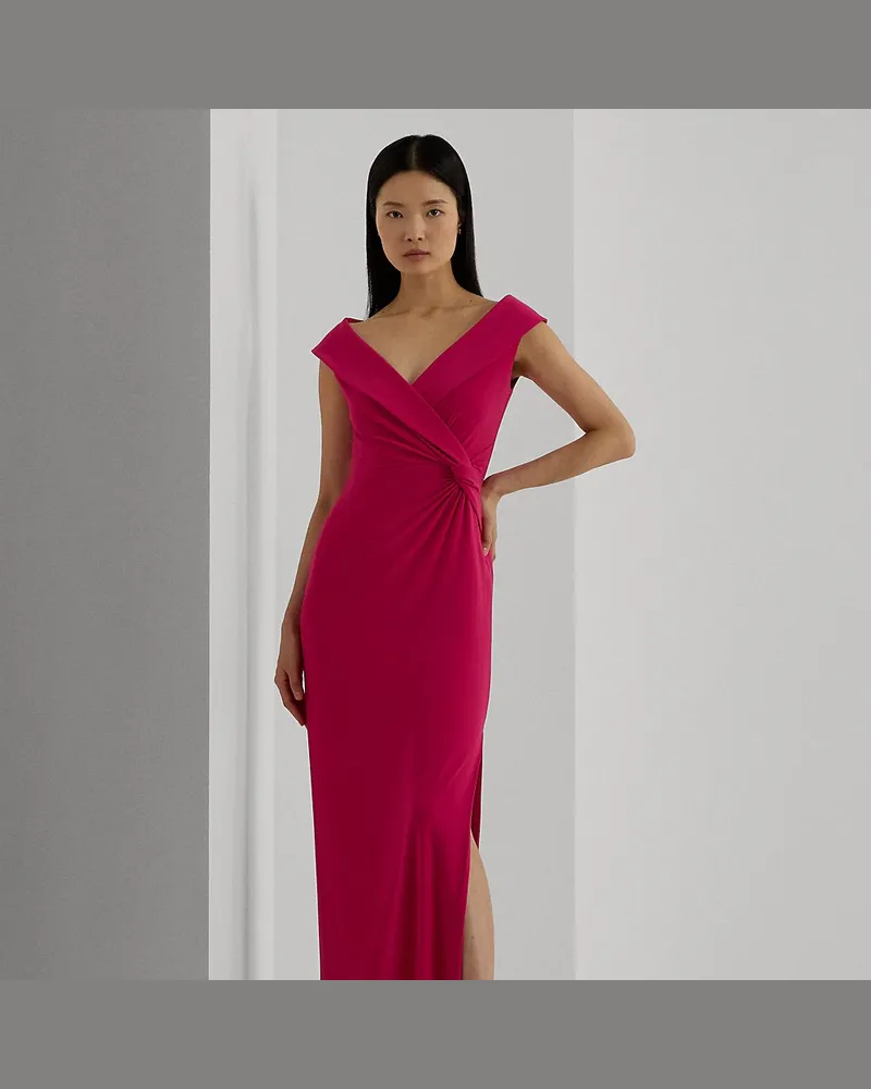 Ralph Lauren Kurzgrößen - Schulterfreies Abendkleid aus Jersey Pink