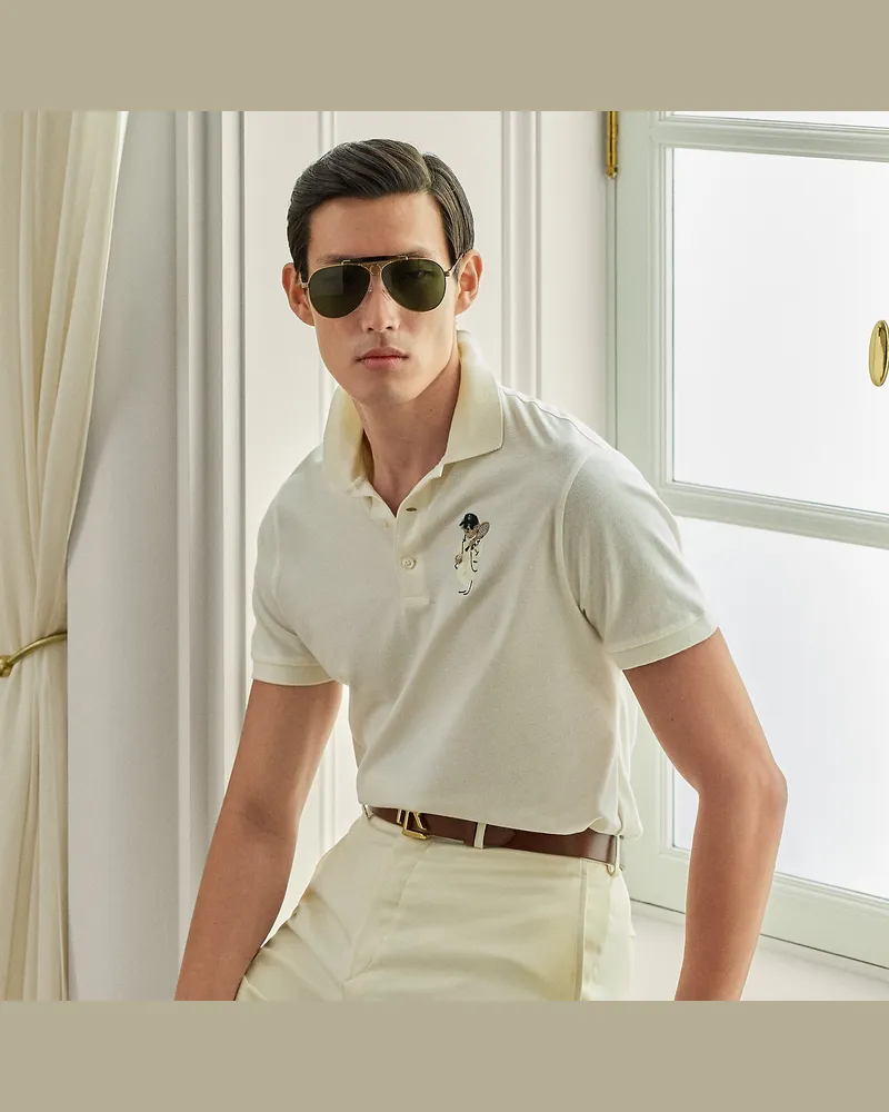Ralph Lauren Custom-Slim-Fit Poloshirt mit Polo Bear White