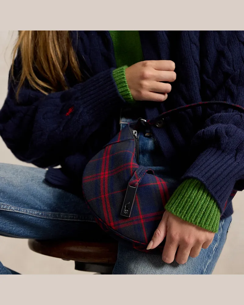 Ralph Lauren Karierte Mini-Schultertasche Polo ID Green