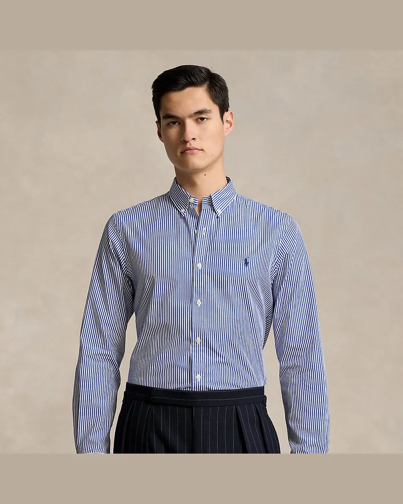Ralph Lauren Custom-Fit Hemd aus Stretchpopeline Blue