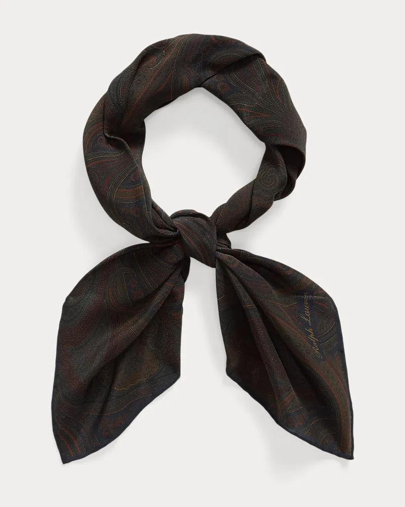 Ralph Lauren Seidencrêpe-Halstuch mit Paisley-Motiv Blue