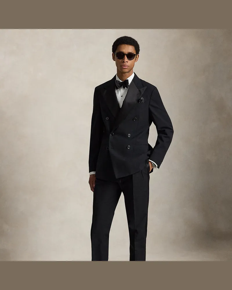 Ralph Lauren Seersucker-Smokinghose mit Falten Black