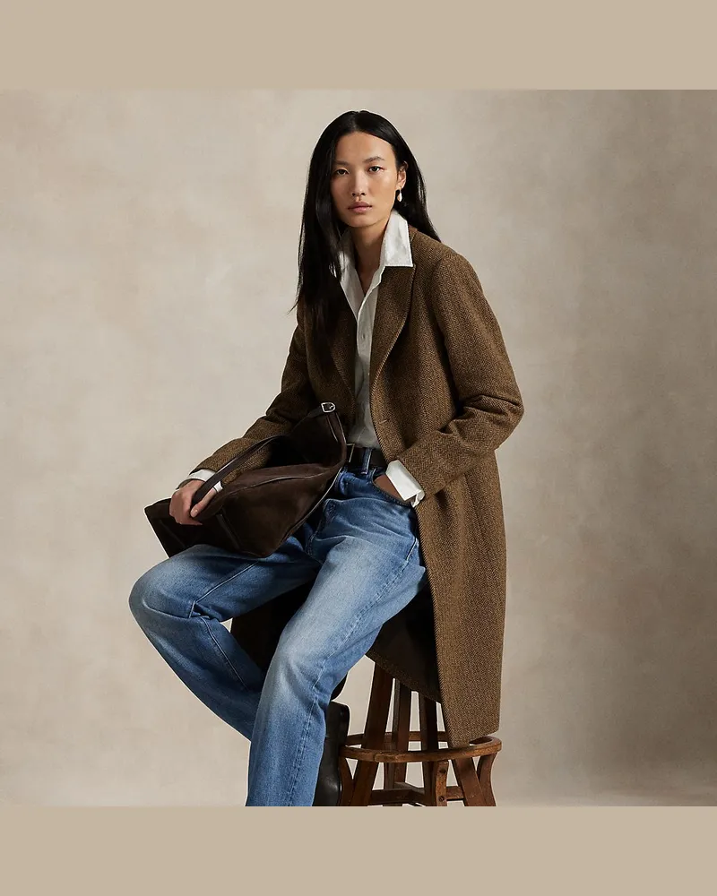 Ralph Lauren Fischgratmantel aus Wollmischung Brown