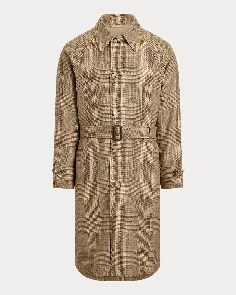 Ralph Lauren Glencheck-Balmacaan aus Sommer-Tweed Brown