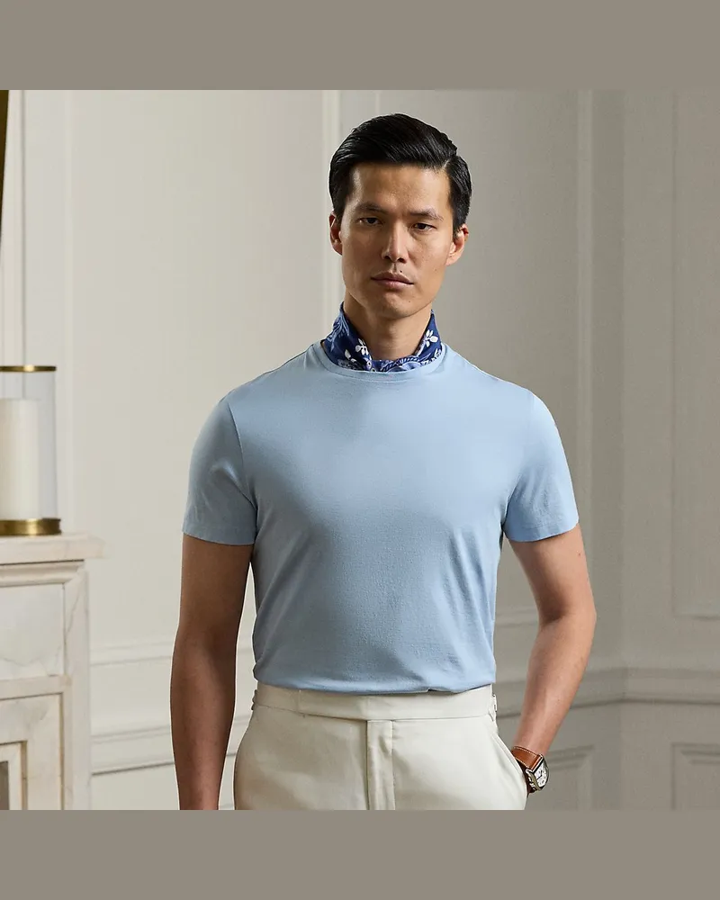 Ralph Lauren Rundhals-T-Shirt aus Florgarn Blue