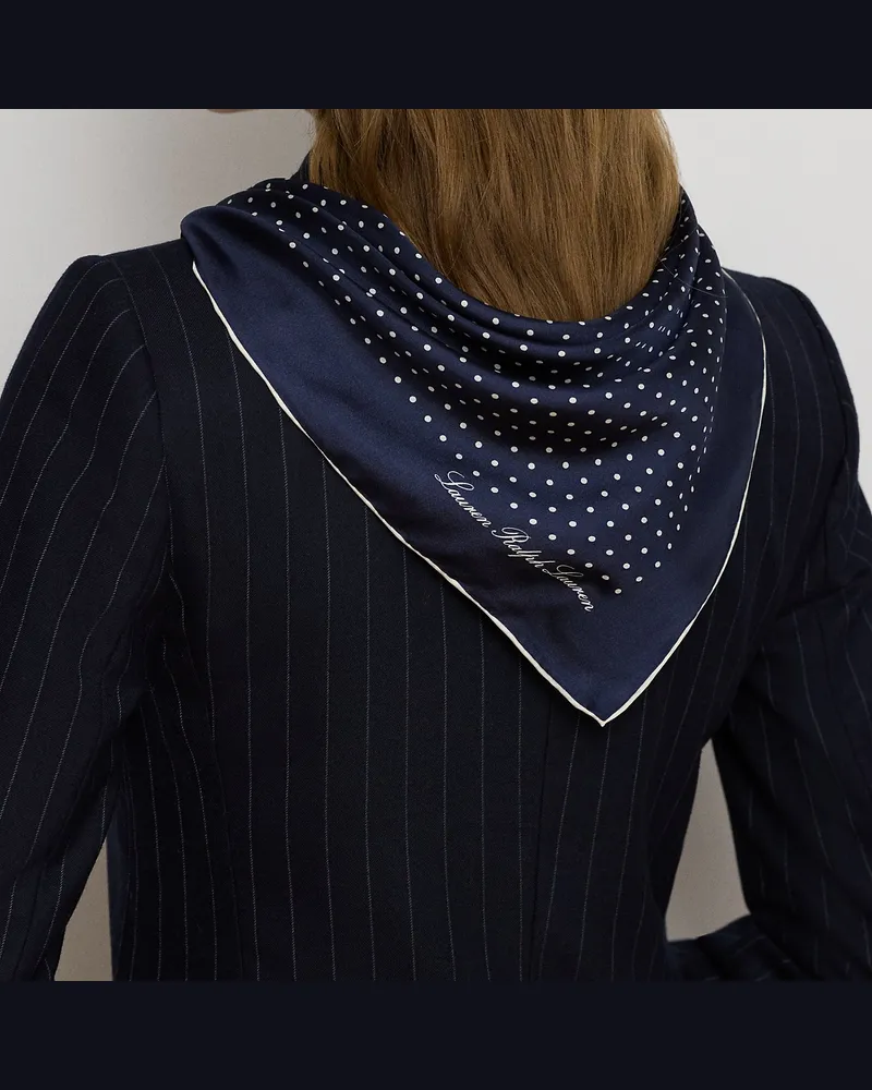 Ralph Lauren Gepunktetes Tuch aus Seidentwill Blue