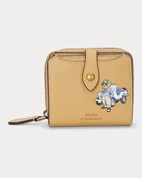 Ralph Lauren Kompakte Lederbrieftasche mit Polo Bear Brown