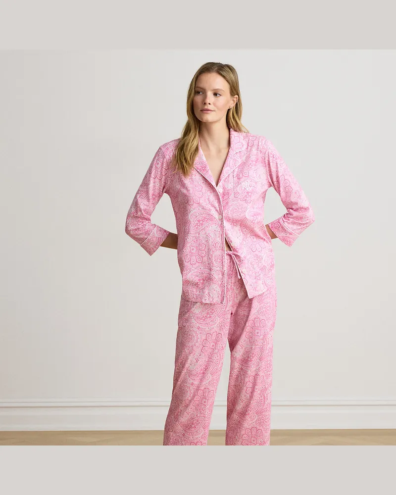 Ralph Lauren Paisley-Pyjama mit Caprihose Pink