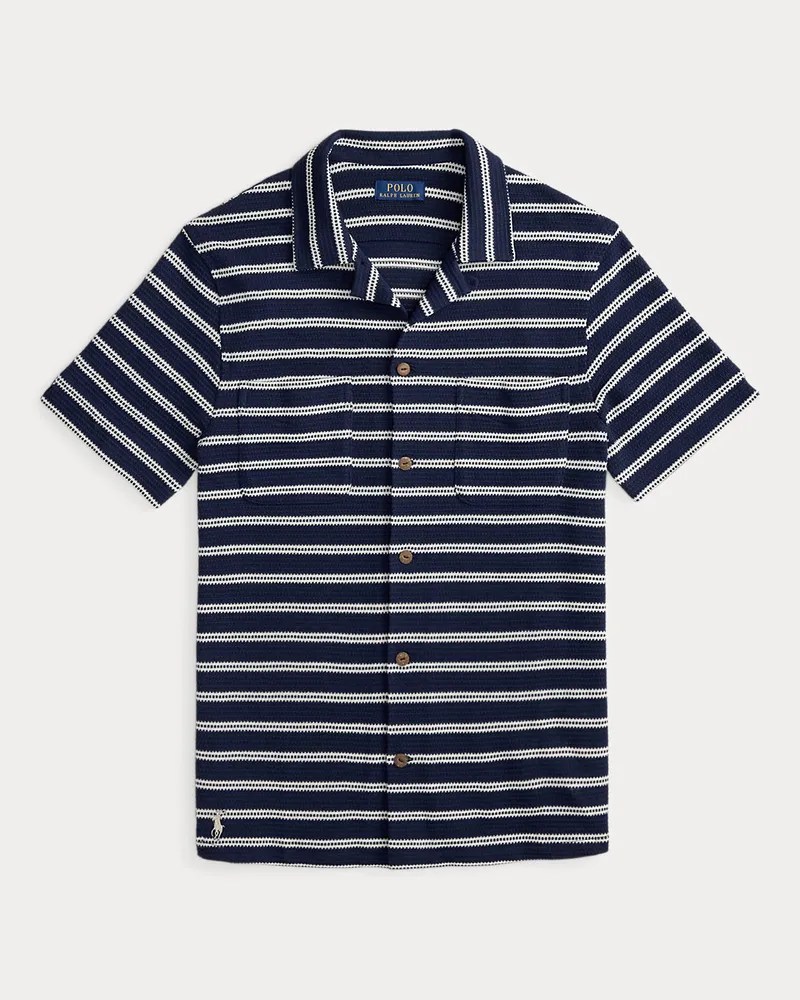 Ralph Lauren Kurzarmhemd mit strukturierten Streifen Blue