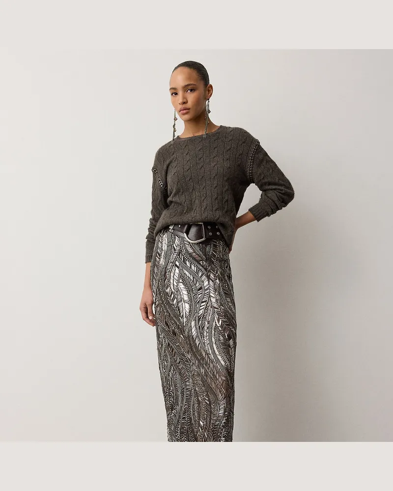 Ralph Lauren Verzierter Maxirock Camila aus Tüll Grey