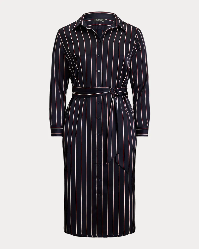Ralph Lauren Plus Größen - Gestreiftes Satin-Charmeuse-Hemdkleid Multi
