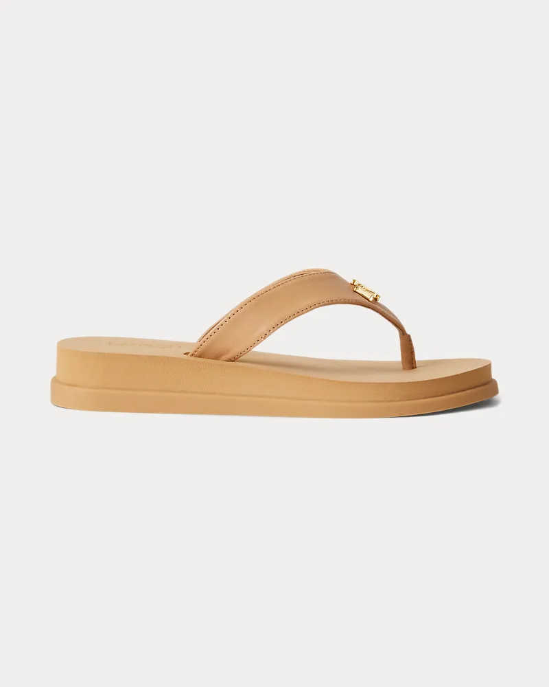 Ralph Lauren Flip-Flop Regina aus Nappaleder Tan