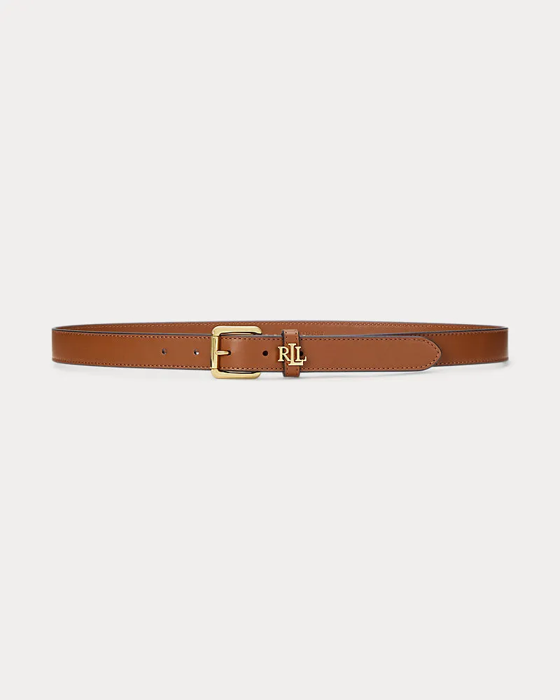 Ralph Lauren Schmaler Ledergürtel mit Logo-Schlaufe Brown