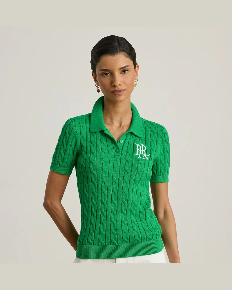 Ralph Lauren Polo-Pullover mit Zopfmuster Green