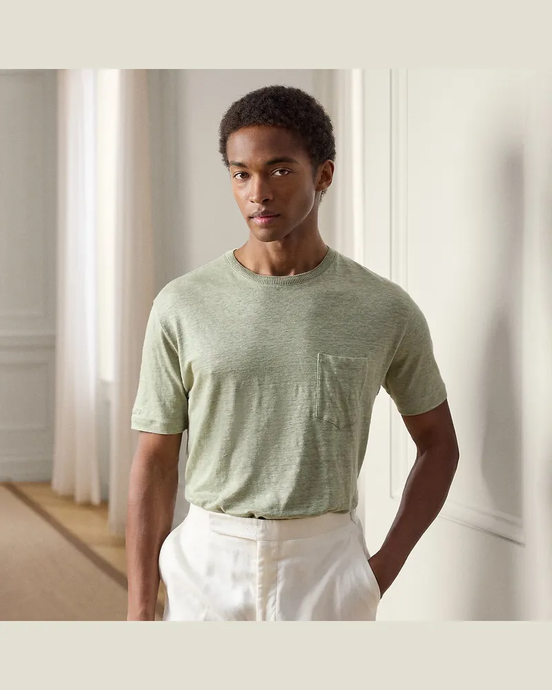 Ralph Lauren Leinenjersey-T-Shirt mit Tasche Green