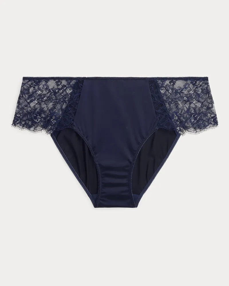 Ralph Lauren Hipster-Slip aus Satin und Spitze Blue