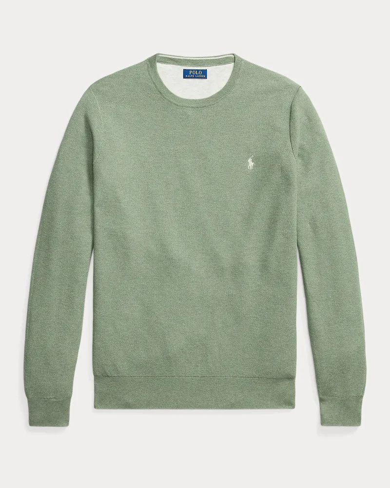 Ralph Lauren Große Größen - Rundhalspullover aus Baumwollpiqué Green