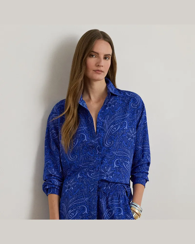 Ralph Lauren Relaxed-Fit Crêpe-Hemd mit Paisley-Motiv Blue