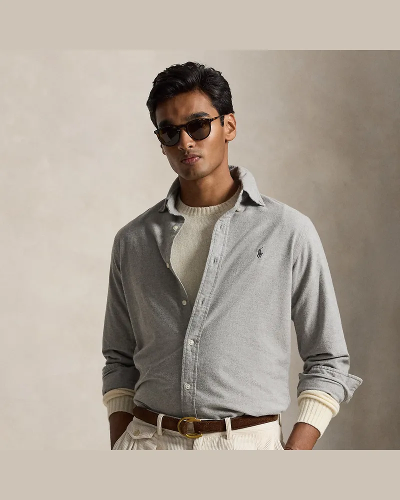 Ralph Lauren Custom-Fit Hemd aus meliertem Oxford Grey