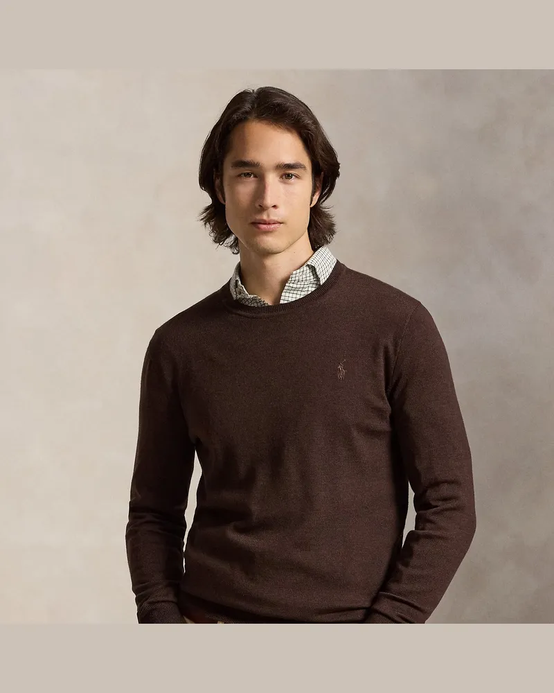 Ralph Lauren Slim-Fit Pullover aus waschbarer Wolle Brown