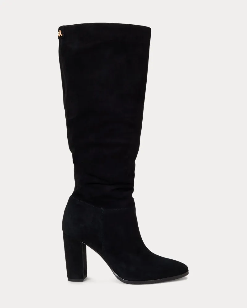 Ralph Lauren Hoher Stiefel Artizan aus Wildleder Black