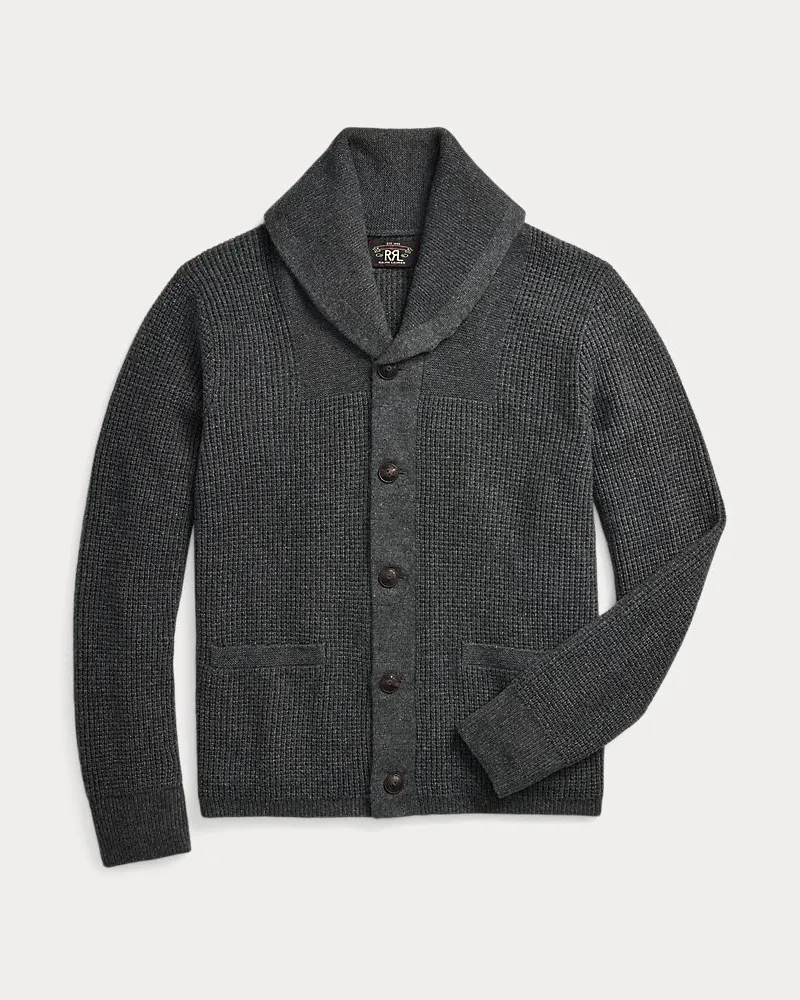 Ralph Lauren Waffelpiqué-Strickjacke aus Kaschmir Grey
