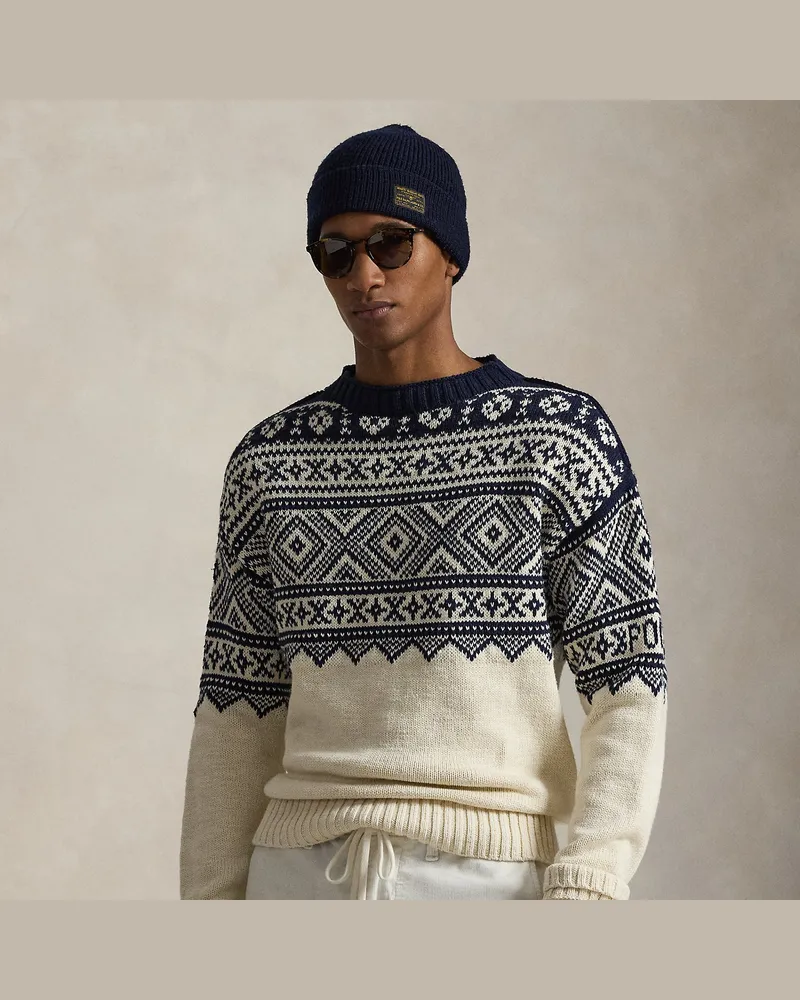 Ralph Lauren Gemusterter Baumwoll-Kaschmir-Pullover Cream