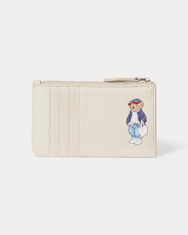 Ralph Lauren Kartenetui aus Leder mit Polo Bear Cream