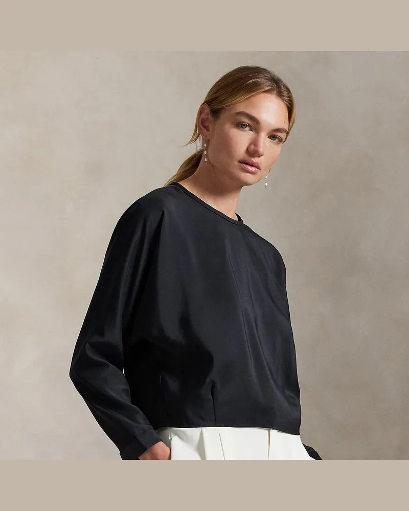 Ralph Lauren Seiden-Oberteil mit Fledermausärmeln Black
