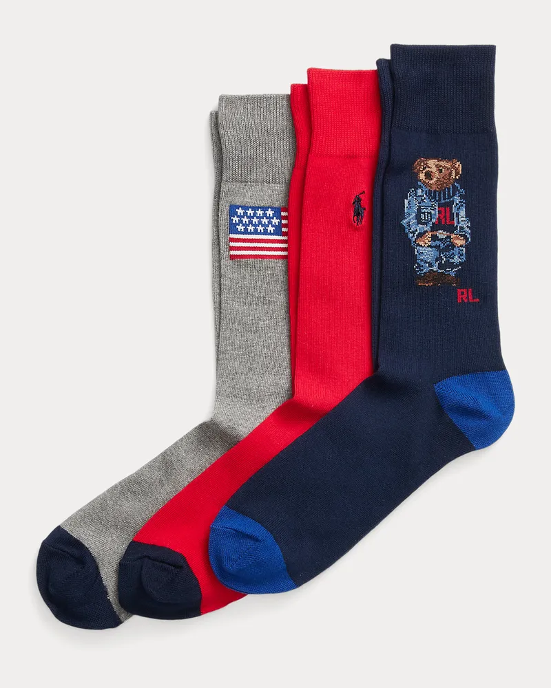 Ralph Lauren 3er-Pack Polo Bear Crew-Socken Blue