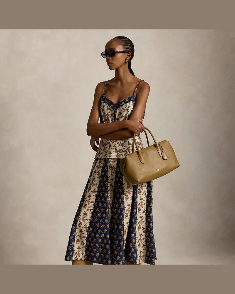 Ralph Lauren Ärmelloses Bahnenkleid mit Mustermix Gold