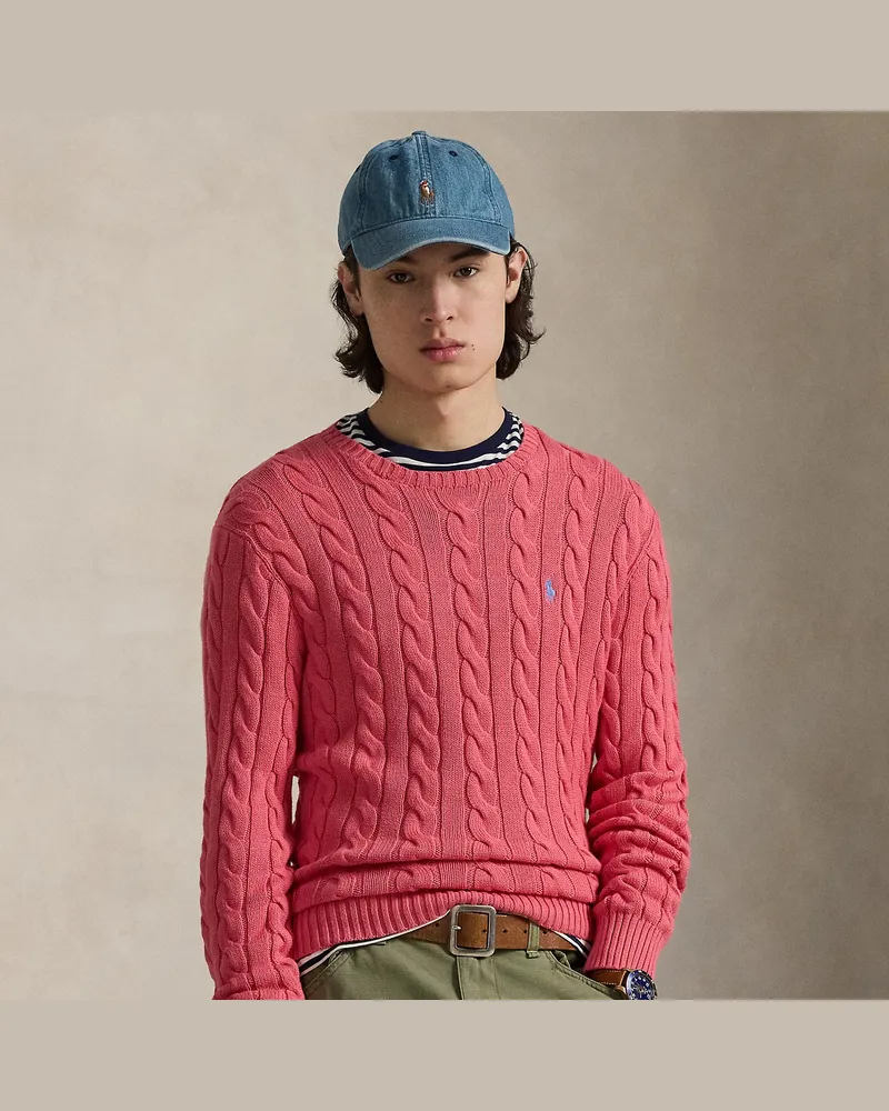 Ralph Lauren Baumwollpullover mit Zopfmuster Red