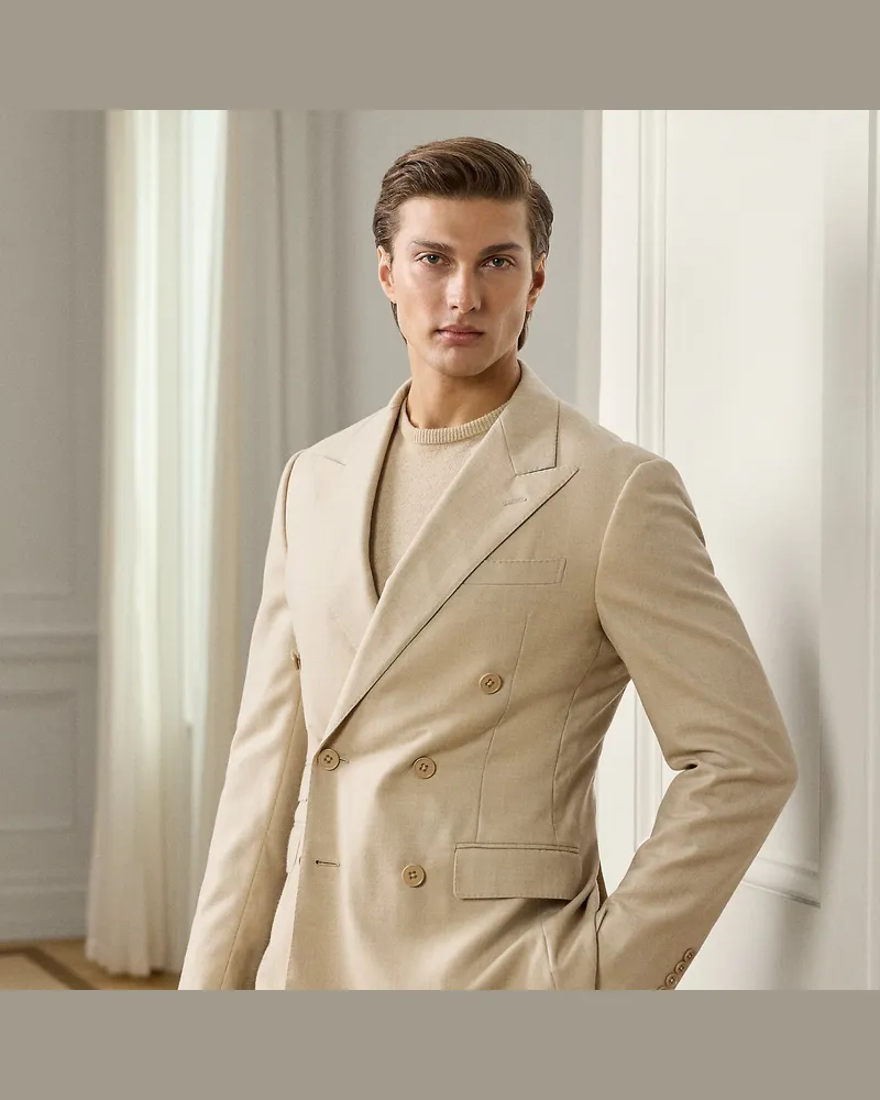 Ralph Lauren Handgeschneiderte Wollflanell-Jacke Kent Natural