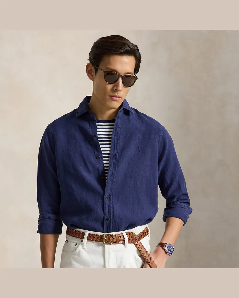 Ralph Lauren Custom-Fit Leinenhemd Blue