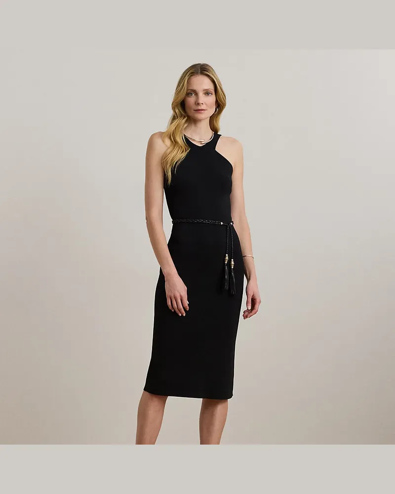Ralph Lauren Ärmelloses Pulloverkleid in Rippenstrick Black
