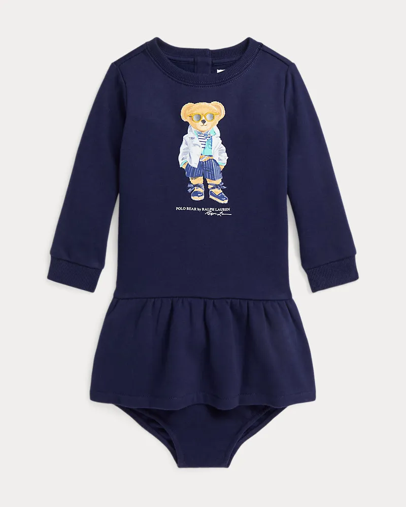 Ralph Lauren Fleecekleid und Höschen mit Polo Bear Multi