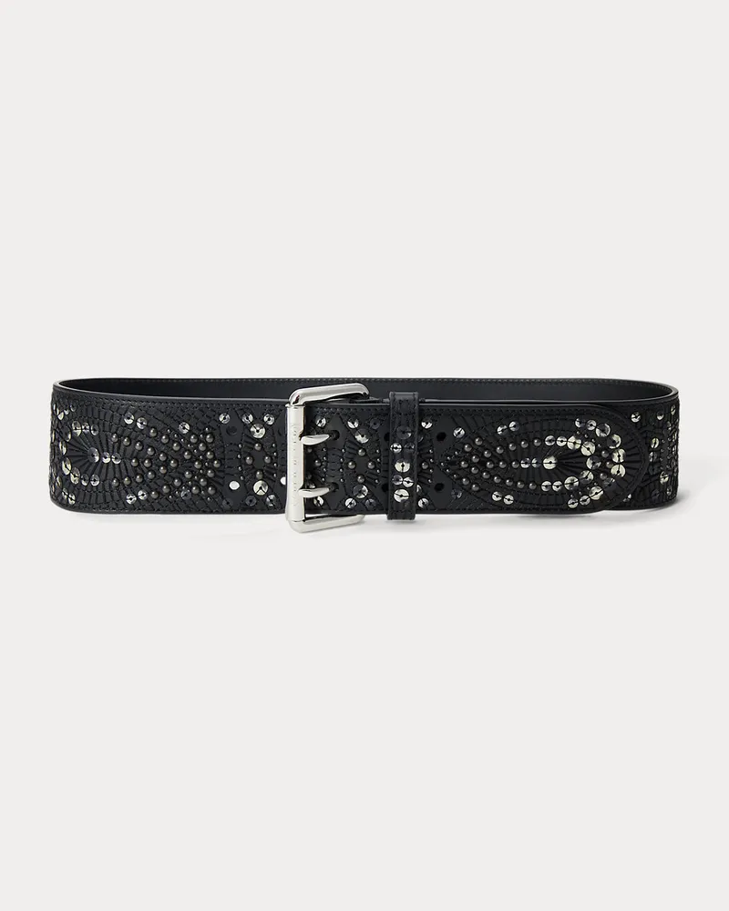Ralph Lauren Kalbsledergürtel mit Nieten Black