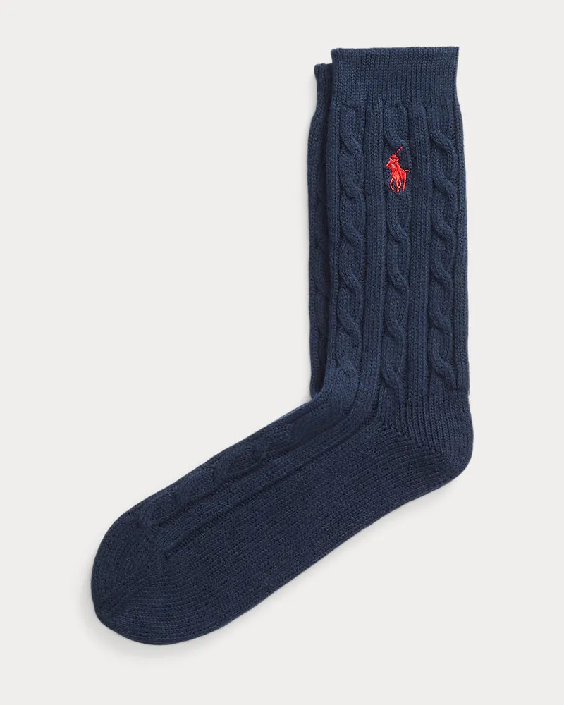 Ralph Lauren Crew-Socken mit Zopfmuster Blue