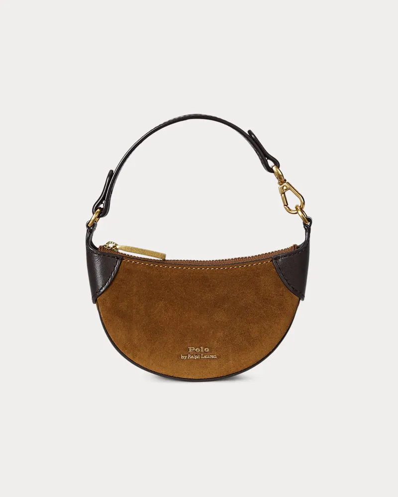 Ralph Lauren Wildleder-Kartenetui Polo ID mit Besatz Brown