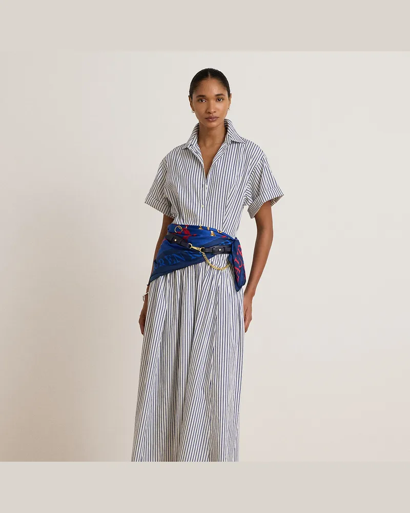 Ralph Lauren Kurzgrößen - Gestreiftes Hemdkleid mit Gürtel Multi