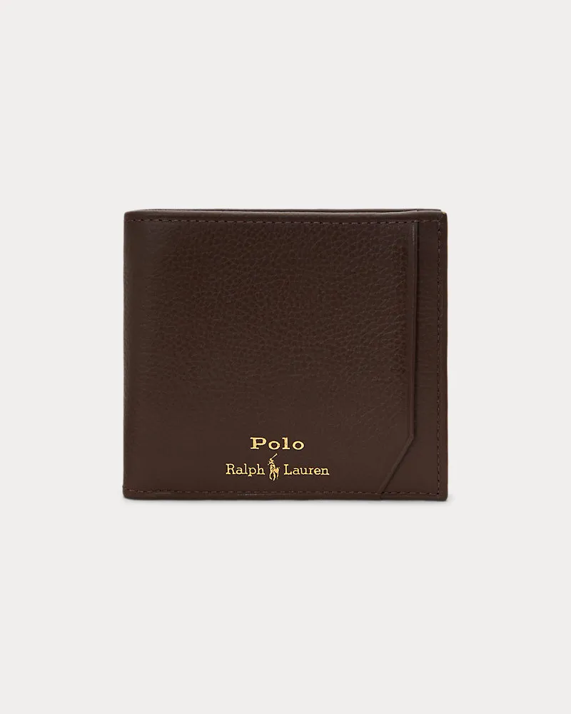 Ralph Lauren Narbenleder-Brieftasche mit Münzfach Brown