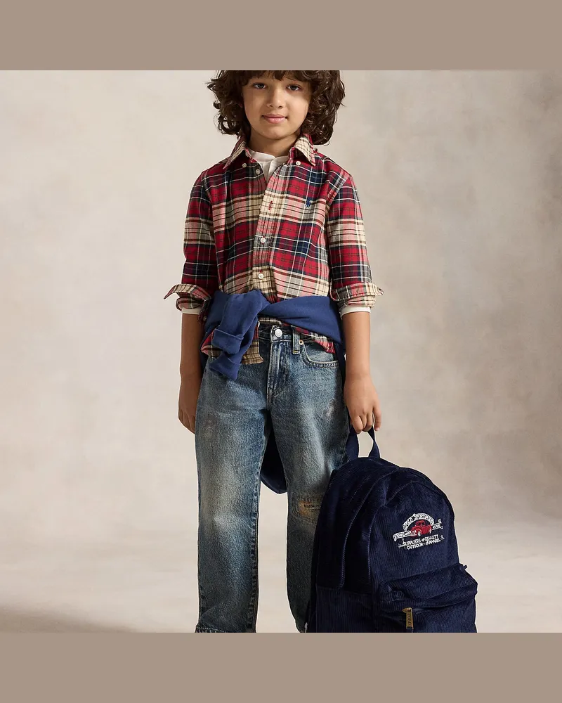 Ralph Lauren Kleiner Kordsamt-Rucksack Polo Sportsman Blue
