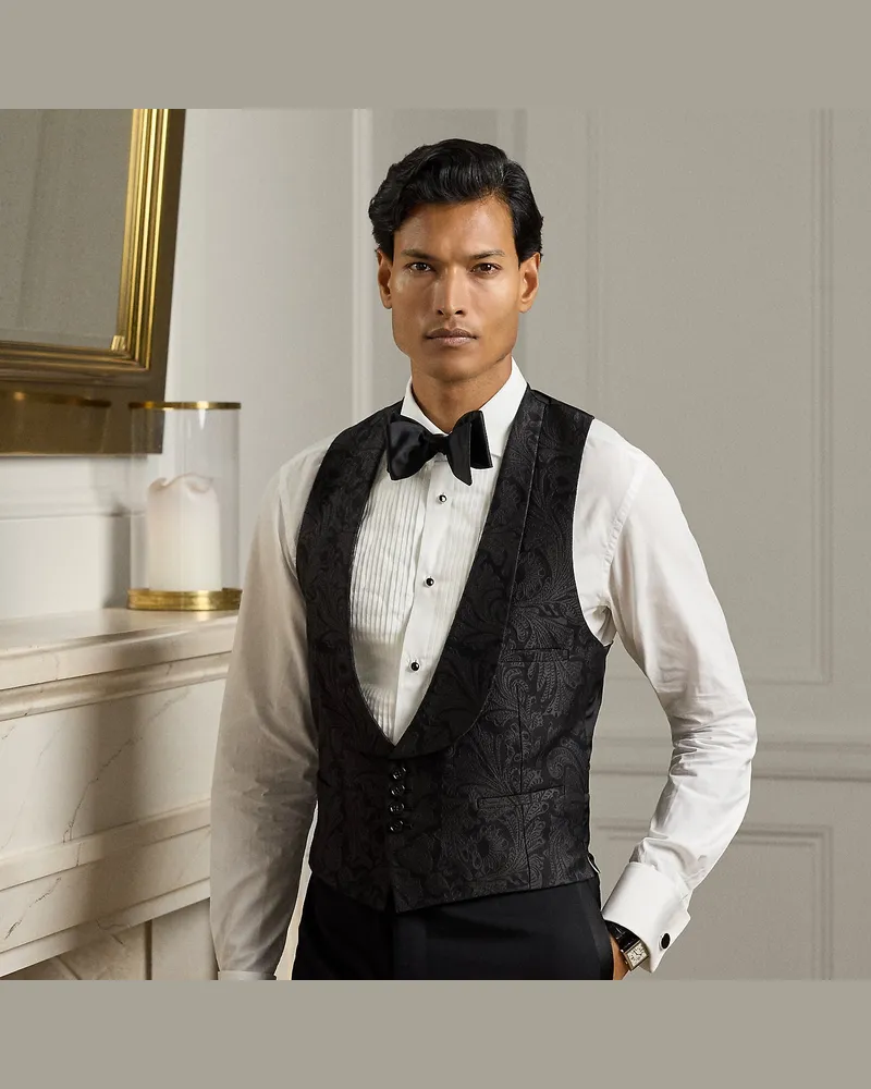 Ralph Lauren Handgeschneiderte Paisley-Jacquard-Weste Black