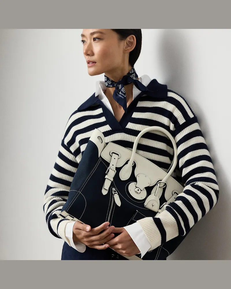 Ralph Lauren Segeltuchtasche Soft Ricky 33 mit Besatz Blue