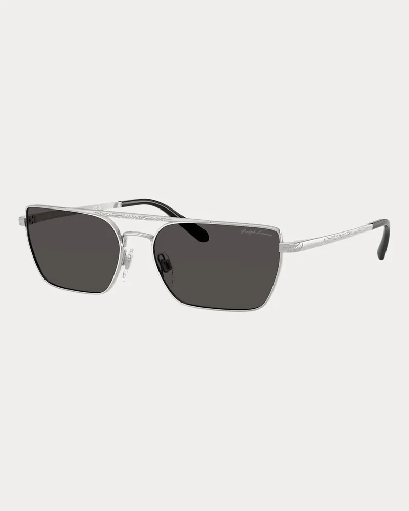 Ralph Lauren Rechteckige Western-Sonnenbrille Silver