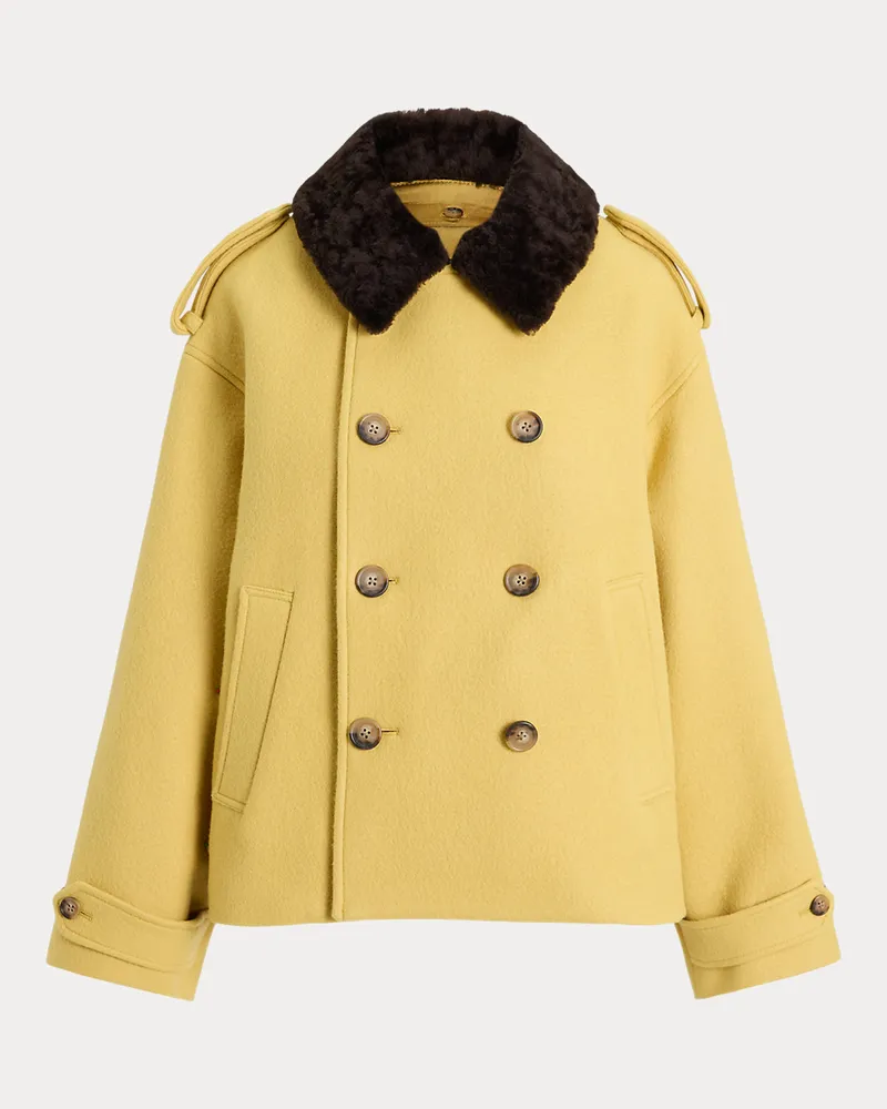 Ralph Lauren Wollmantel mit Lammfellkragen Yellow