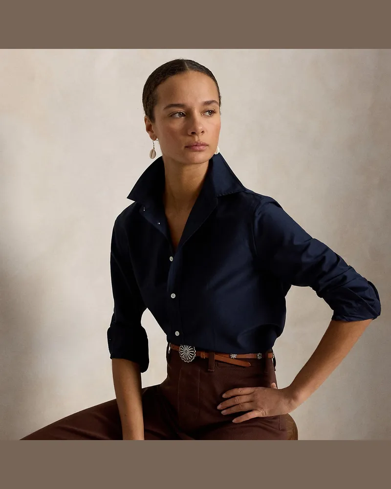 Ralph Lauren Relaxed-Fit Hemd aus Baumwolle und Seide Blue