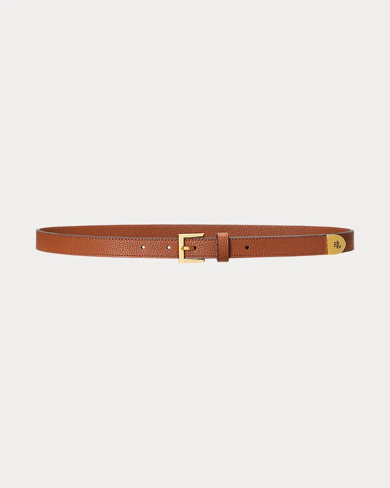 Ralph Lauren Schmaler Gürtel aus Narbenleder Tan