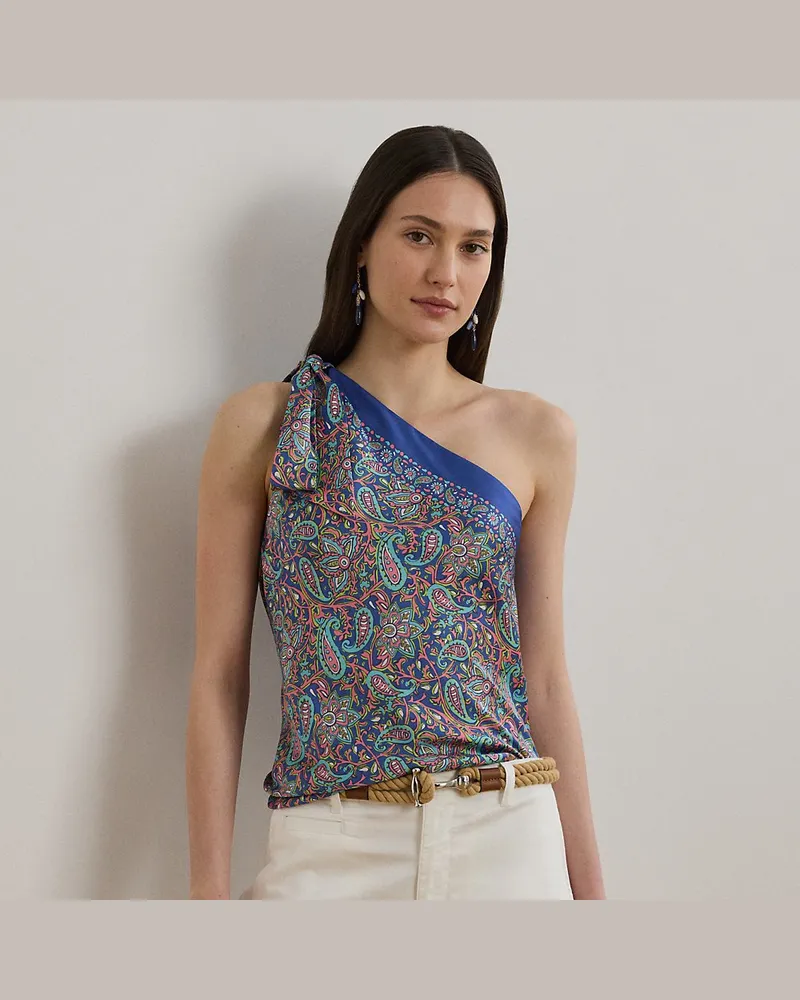 Ralph Lauren Einschultrige Paisley-Bluse aus Twill Blue