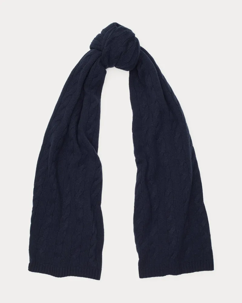 Ralph Lauren Kaschmirschal mit Zopfmuster Blue